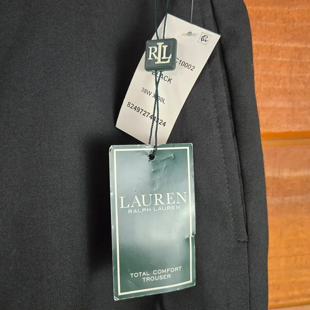 NWT Lauren Ralph Lauren Men's Wool Dress Pants 38W x 30L Black Classic Fit